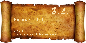 Beranek Lili névjegykártya